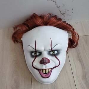 Pennywise Clown Mask Adult One Size White‎ Red Horror Movie Costume Accessory